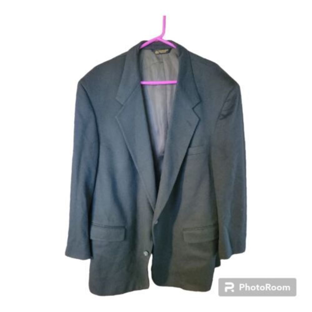 Vintage Mens Pure Cashmere‎ Blazer Sport Coat Grey sz 50L Two Button Made in USA
